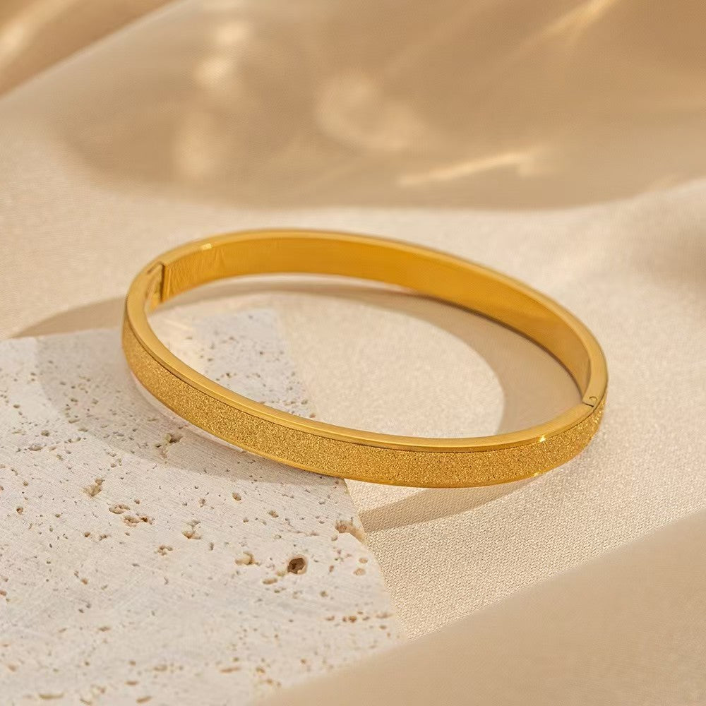 Girls Alloy Gilded Sand Gold Frosted Snap Bracelet