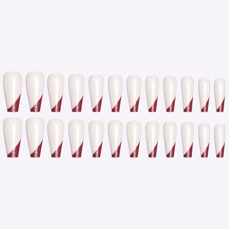 Wearing Nails, Rose Gold And Beveled Edge French Manicure, Long Ballet Nails, Fake Nails, Finished Products, Boxed