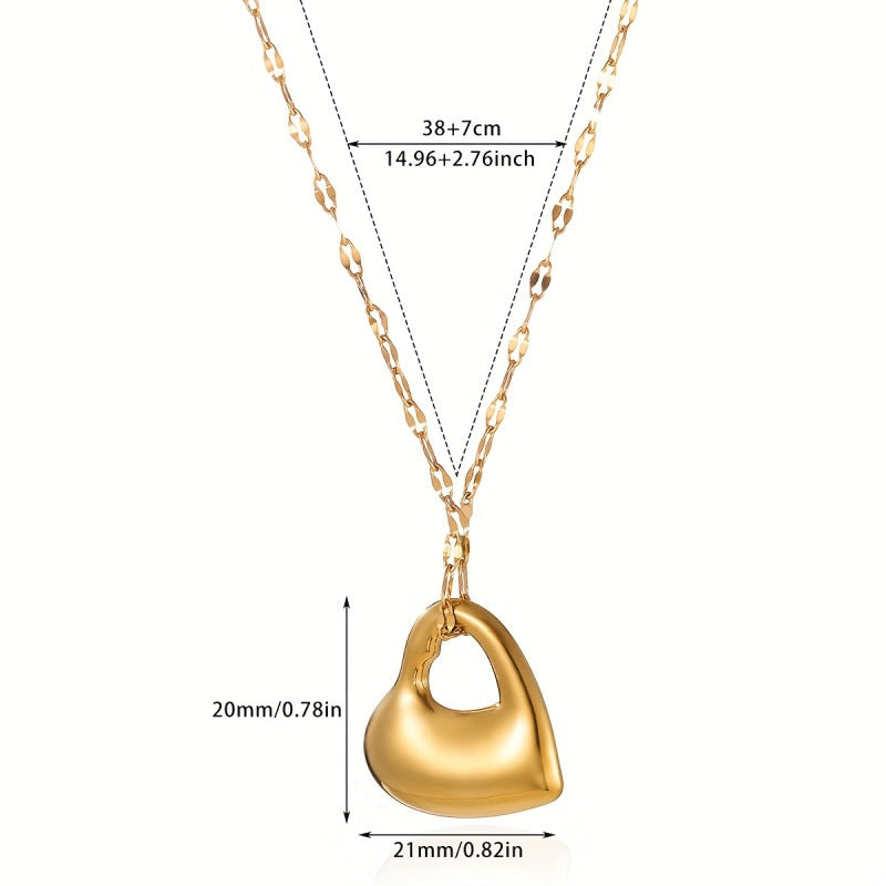 Geometric Heart-Shaped Droplet Minimalist Necklace For Women