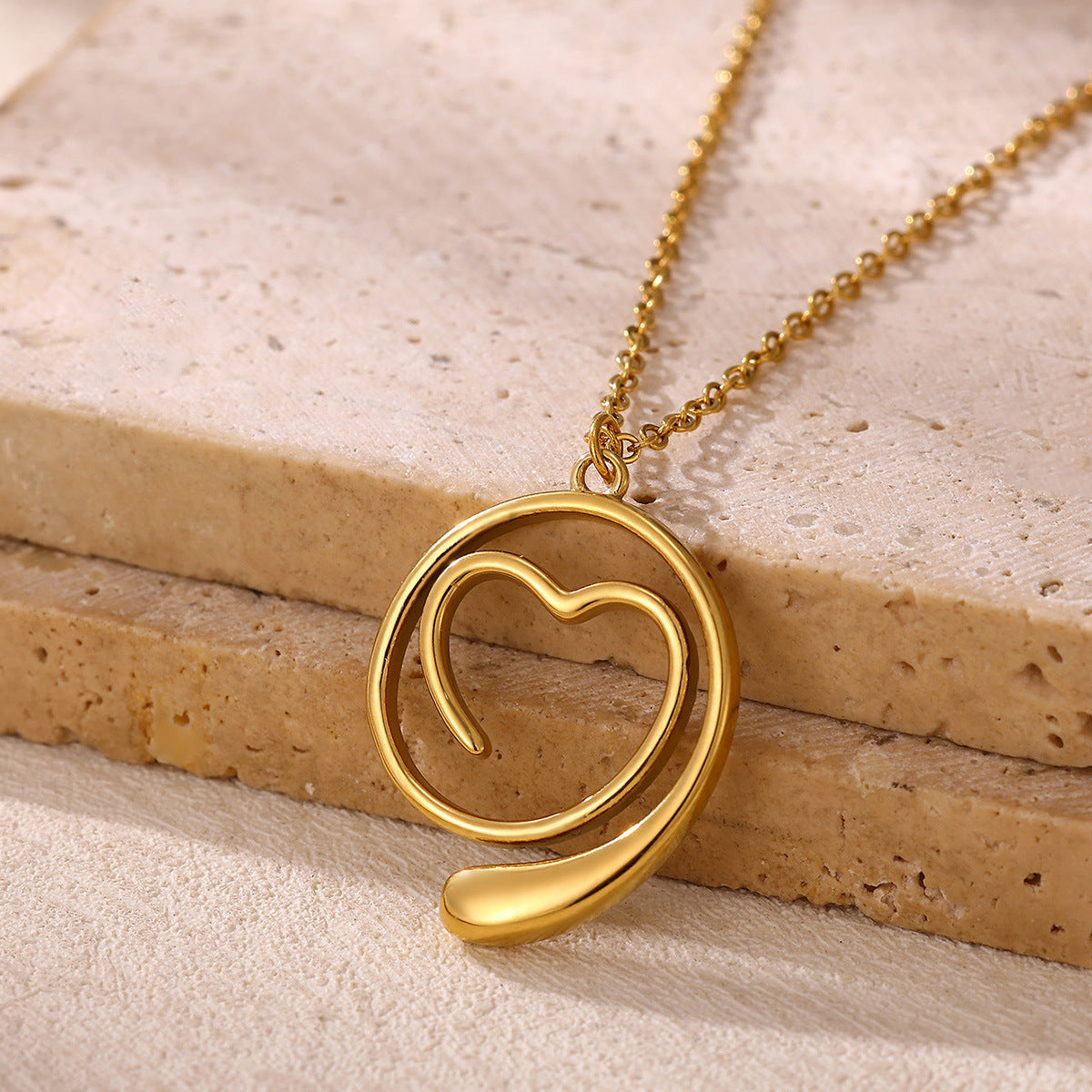 Geometric Heart-Shaped Droplet Minimalist Necklace For Women