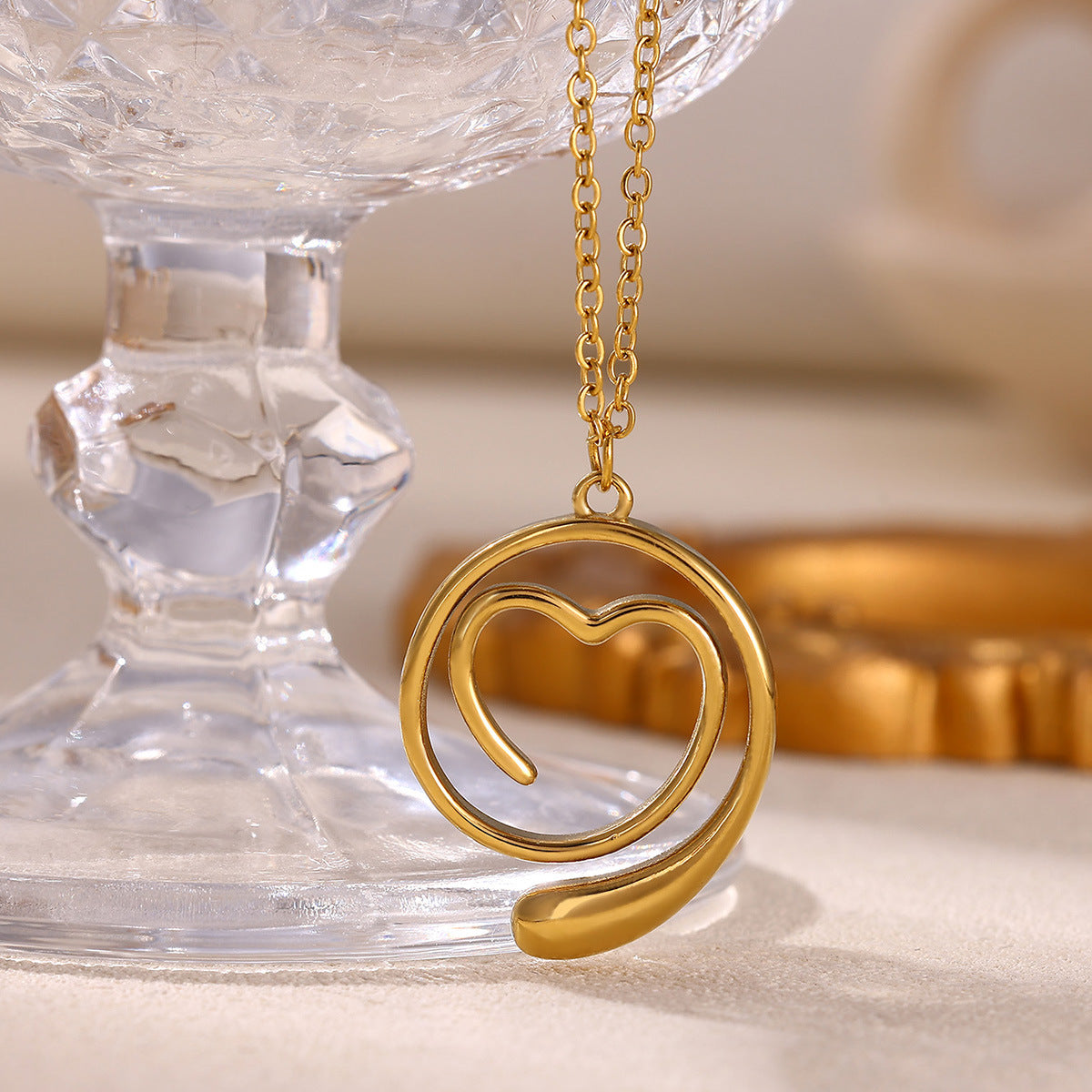 Geometric Heart-Shaped Droplet Minimalist Necklace For Women
